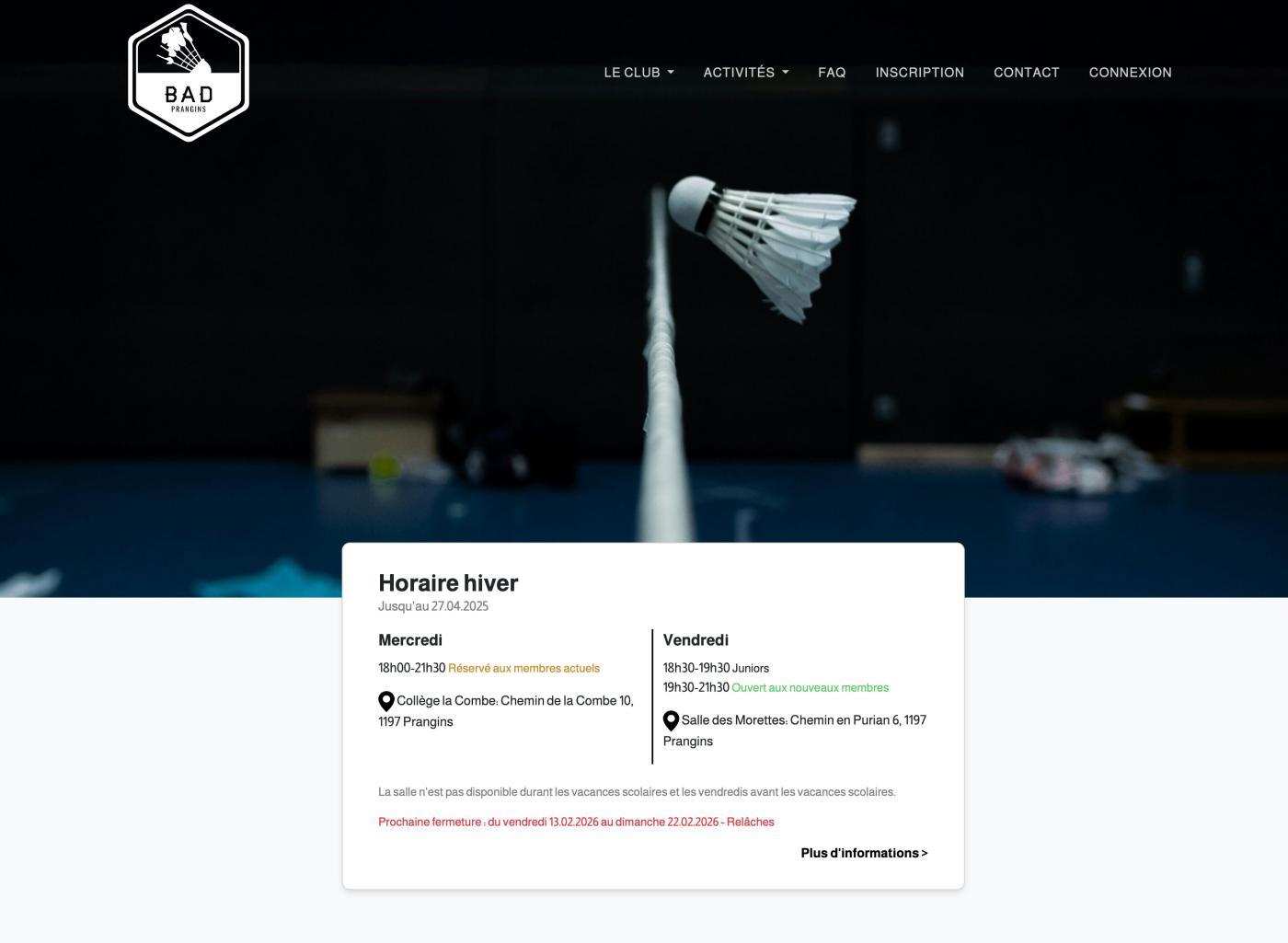 BC Prangins - Club de badminton - Pixinside rÃ©fÃ©rence web